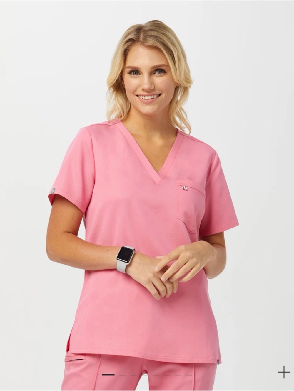 Women's Pink V-Neck Mediclo Scrub Top- Size S